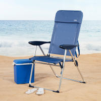 Aktive - Pack 2 sillas de playa plegables, aluminio y textileno, reclinables 4 posiciones, soporta 110 kg, color azul, asas de transporte, modelo La Palma - details 1