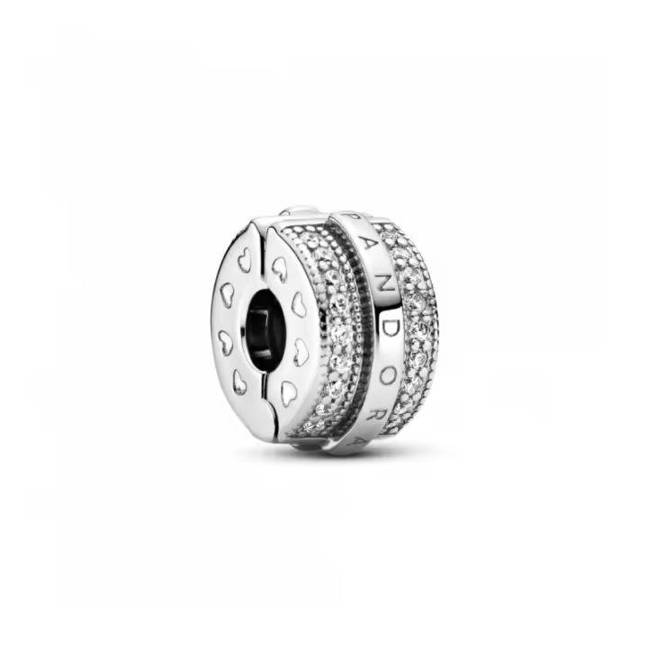 Clip en plata de ley Logo con Líneas Brillantes en Pavé - 799042C01 - 1