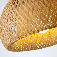 Meimon Lámpara colgante de bambú tejida a mano, compatible con bombilla E27. Disponible con cuerda y base en negro, blanco o madera. Diseño natural, artesanal y decorativo. Voltaje 90-260V - details 3