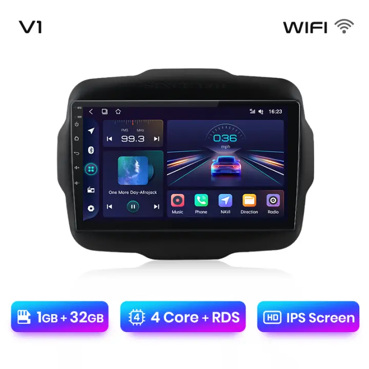Junsun Radio Coche para Jeep Renegade 2016 2017 2018 2019 2020 AI Voice 2 din Pantalla Coche Android Auto Multimedia Navegación GPS Auto radio - 1