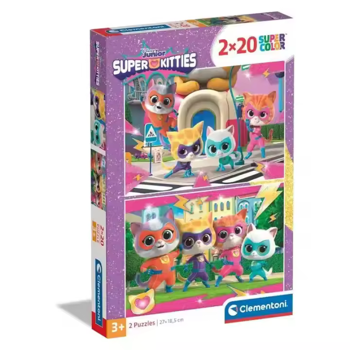 Puzzles 2x20 Piezas Supercolor SuperKitties Clementoni 24811 - 1