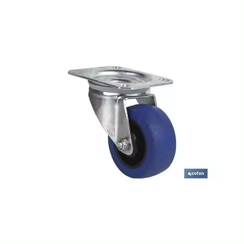 Cofan Rueda Goma Azul Placa Ø100x35mm - Carretillas y Carros de Mano - 1