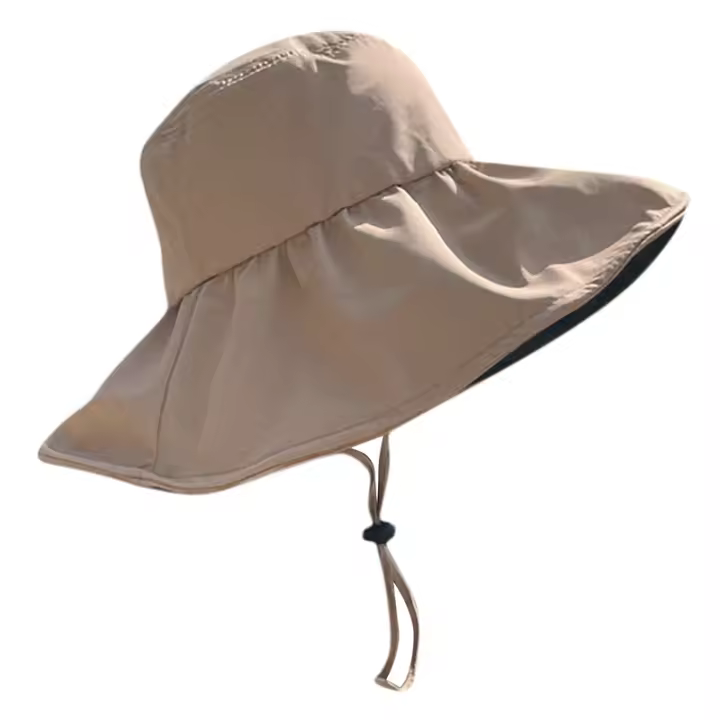Sombrero De Pescador Grande Para Mujer Protección Solar Verano Negro Sombrilla Estilo Coreano Sombrero De Protección Solar - 1