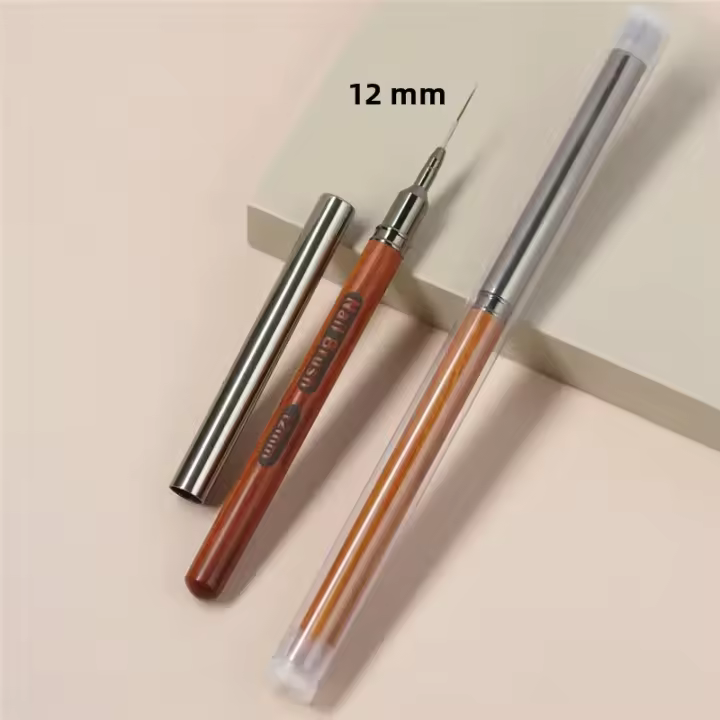 Pincel De Dibujo Para Uñas Con Mango Redondo De Madera 1PC Herramienta Para Manicura Pintura Gradient UV Extensión GEL Constructor Dibujo Pluma - 1