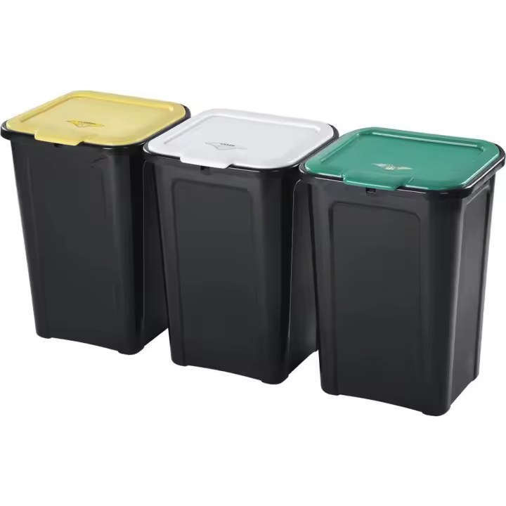 Tontarelli - Set 3 Cubos Basura Coverline 44 L - Moderno y Funcional - Diseño Elegante - Duradero y Resistente - 1