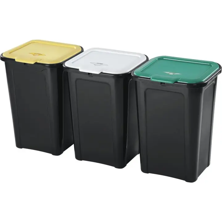 Tontarelli - Set 3 Cubos Basura Coverline 44 L - Moderno y Funcional - Diseño Elegante - Duradero y Resistente - 1