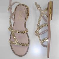 EXE_ SANDALIA PLANA METALIZADA ORO CON TACHAS ORO - details 0