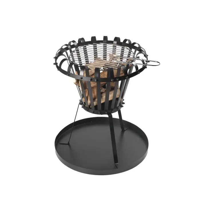 Perel Brasero de Leña Redondo con Bandeja para Cenizas - 53.5 Cm Altura - 1