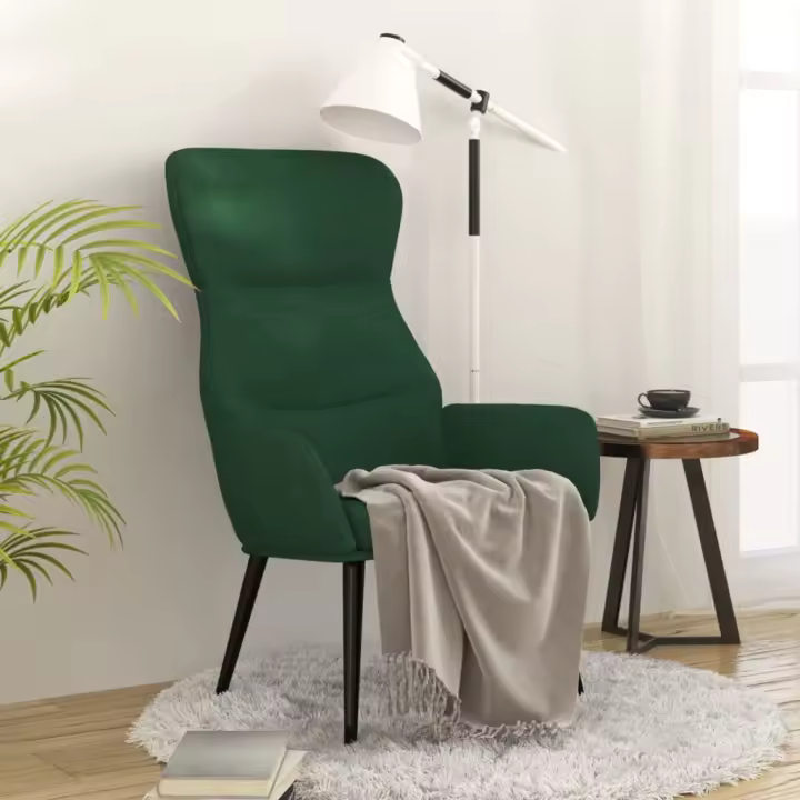 vidaXL Sillón de relax de tela verde oscuro - 1