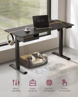 Escritorio eléctrico ajustable en altura, mesa de pie 60x140 cm, ajuste continuo, 4 memorias de altura, disponible en blanco, gris, marrón rústico o negro - details 16