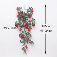 105cm Rosas Artificiales En Valla De Rotura Decoración De Plantas Falsas Para Casa Accesorios De Arco Para Boda Adornos Colgantes Para Pared - details 1