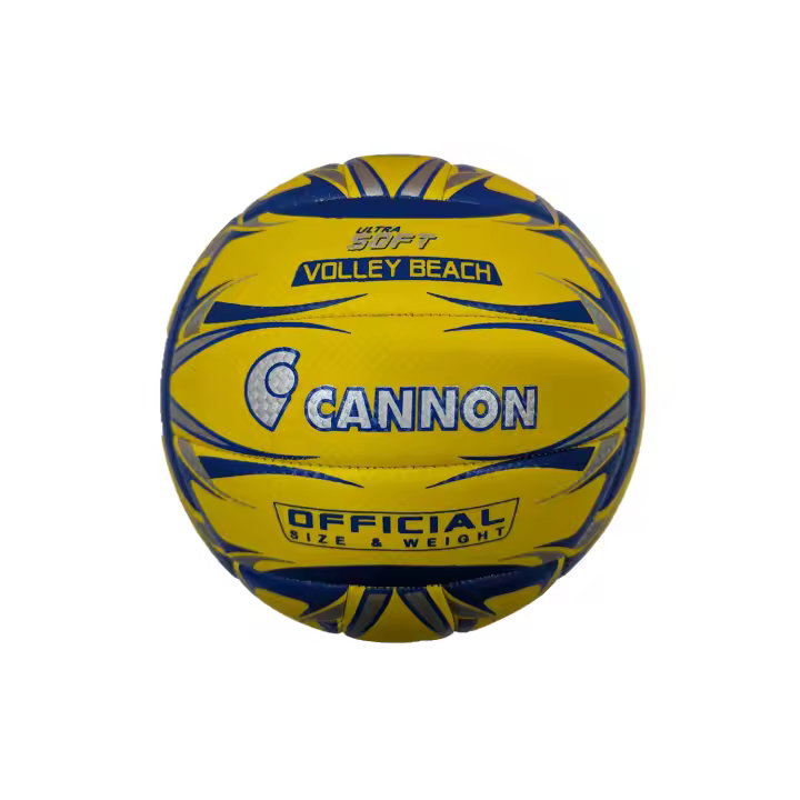 Cannon - Balón Voley Playa, Ultra Soft Touch, Suave, 18 Paneles, Color Amarillo y Azul - 1