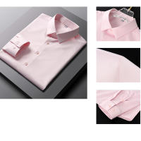 Camisa Larga Para Hombre Casual Y Moda Color Sólido No Hierro Y Resistente a Arrugas Top De Negocios Estilo Turn-down Collar - details 3