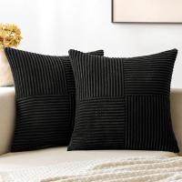 Funda De Cojín De Corduroy Negro Boho Decorativa Fundas De Cojines Suaves Para Sofá Estilo Sólido Cubiertas De Cojines Para Decoración Del Hogar - details 4