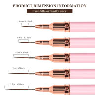 Juego De 5 Pinceles Para Arte De Uñas Con Línea Elongada Dibujo De Uñas UV Gel Pintura Diseño De Uñas Herramienta Profesional De Manicura - details 5