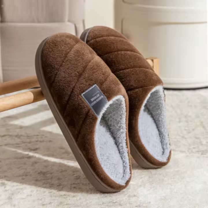 Zapatillas De Casa Para Hombre Antideslizantes Y Calientes Con Pelo Fluffy Suela Resistente Al Desgaste Uso Interior Otoño E Invierno - 1