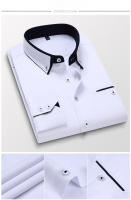 Camisa De Algodón Para Hombre Larga Manga Ajustada Formal Marca Suave Para Oficina Ropa De Negocio Estilo Casual - details 8