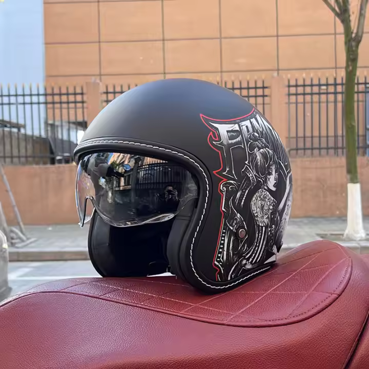 Nueva Casco De Motocicleta 2024 Para Hombres Y Mujeres Certificación 3C Casco Retro De Media Cabeza Para Todo El Año - 1