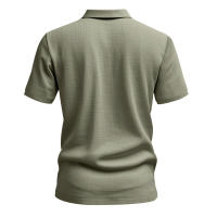 Camisa POLO de manga corta con solapa y botones, informal, de lino, transpirable, estilo británico, de verano para hombre - details 46