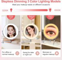 Recargable Espejo Maquillaje con Luz Aumento 1X / 10X, 8 Pulgad Baño de Pared con Regulable 3 Color Luces, Doble Cara con 360 Rotación - details 0
