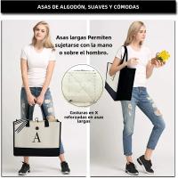 Bolso de mano de moda de Lona totes Letrados Flor portátil Playa hombre - details 0