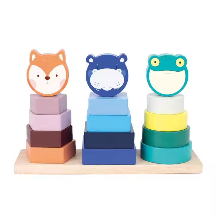 MILAN Animal Towers - Juguete Educativo de Madera Torres Apilables. Edad 12 Meses - 1