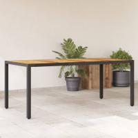 vidaXL Mesa de jardín superficie madera acacia ratán 190x90x75cm en color Negro/Beige | estructura resistente ideal para salón dormitorio o estudio - details 0