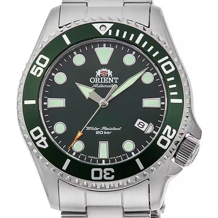 Reloj Automático Buceo Hombre Orient RA-AC0K02E dial verde cristal zafiro correa acero - 1