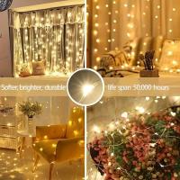 Luz De Enredadera De 300 LED Para Cortina Control Remoto USB Impermeable 8 Modos Para Decoración De Navidad Boda Fiesta - details 6