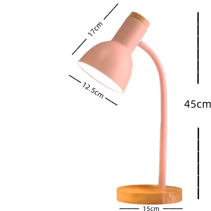 Lámpara de escritorio con protección  ocular estilo nórdico, lámpara de escritorio creativa de estilo simple, luz lectura de dormitorio con base de foco E27, maximo 35W, 4 colores, - 1