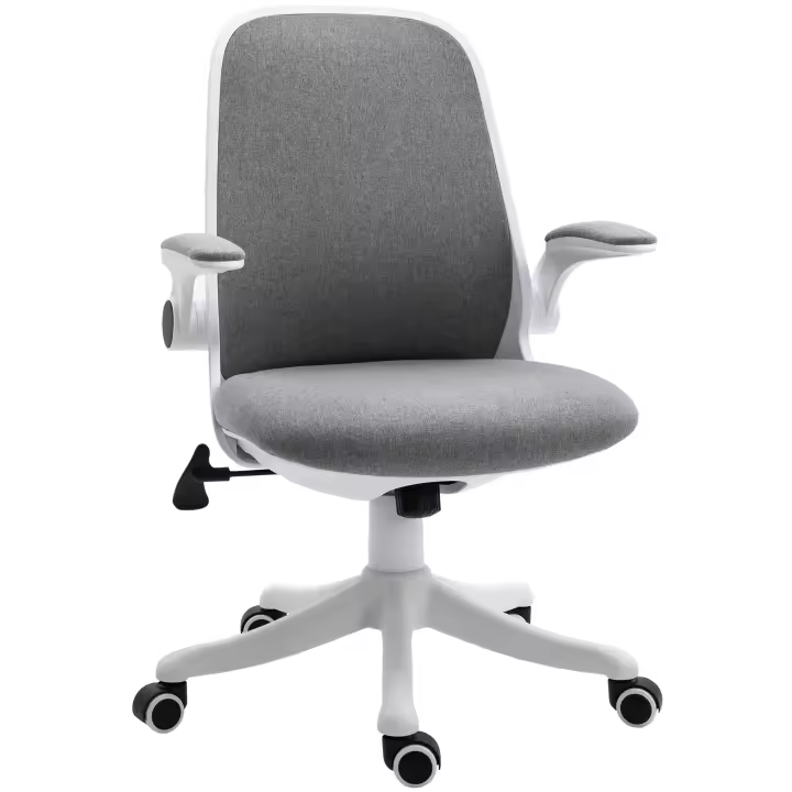 Vinsetto Silla Giratoria de Oficina Silla de Escritorio Basculante Altura Ajustable con Reposabrazos Elevable Carga 120 kg para Despacho Dormitorio 62,5x60x94-104 cm Gris - 1