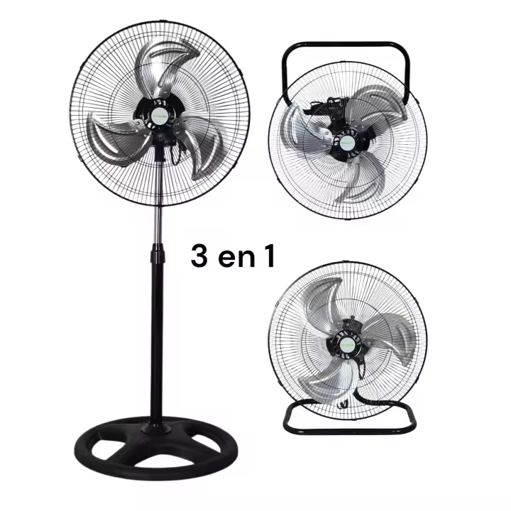 Ventilador Semi-industrial Elecsan 3 en 1 Pie-suelo-Pared de 18 Pulgadas - 50cm Diámetro, Aspas de Aluminio, 3 Velocidades, Oscilante, Regulador de Altura, BAJO CONSUMO - 1