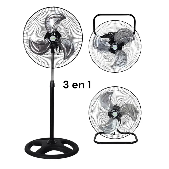 Ventilador Semi-industrial Elecsan 3 en 1 Pie-suelo-Pared de 18 Pulgadas - 50cm Diámetro, Aspas de Aluminio, 3 Velocidades, Oscilante, Regulador de Altura, BAJO CONSUMO - 1