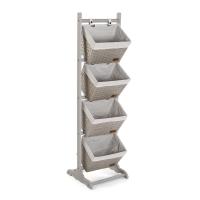 Versa - MUEBLE BAÑO 4 CESTAS GRIS EN ALGODÁON , MADERA Y RATTÁN DE 35X35X125 CM - details 0