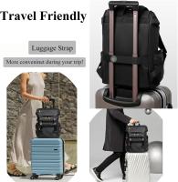 Mochilas de viaje para hombres y mujeres - bolsos diarios de ocio con solapa impermeable grande negra, adecuados para desplazamientos, universidades, negocios - details 6