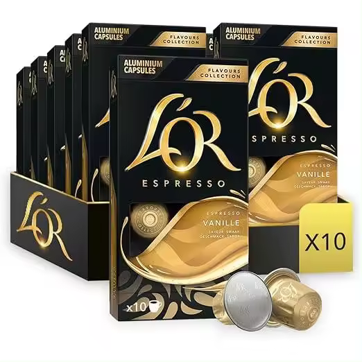 L'OR Flavours Espresso Cápsulas de Café Vainilla  Intensidad 8  100 Cápsulas Compatibles Nespresso (R) - 1