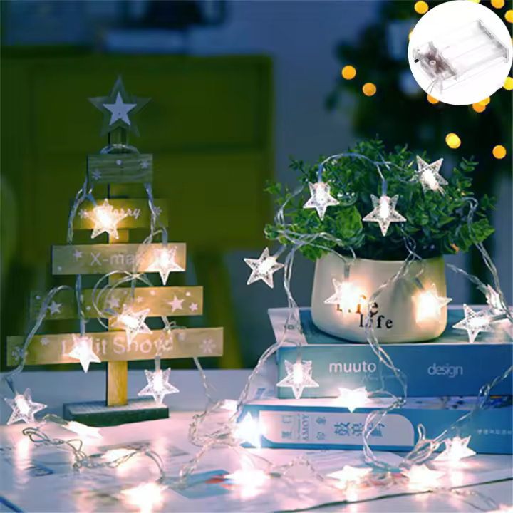 Luces De Navidad LED Estrella 10M Sin Pilas Incluidas Para Decoración De Hogar Fiesta Bodas Camping Guirnalda De Año Nuevo - 1