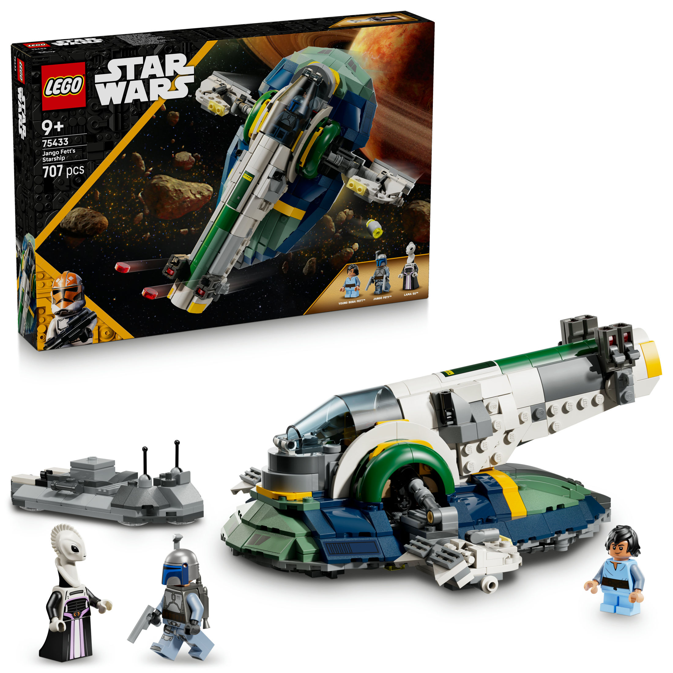 LEGO Star Wars 75433 Nave Estelar de Jango Fett - Nave de Juguete con Alas que Rotan y 3 Minifiguras inc. Boba Fett - Regalo para Niños de 9+ Años Fans de El Ataque de los Clones