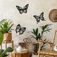 Decoración De Pared En Forma De Mariposa Dragón Negro Y Colibrí 3 Piezas Arte Pendiente Para El Hogar Material Metálico - details 4