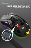 Ratón Gaming Wireless USB 2.4G RGB Luz Honeycomb Recargable BM600 Para PC Laptop Notebook Mouse Despacho Cute Para Jugador - details 2
