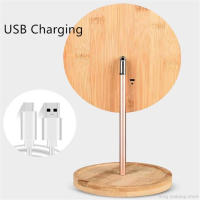 Espejo De Maquillaje LED De Madera Con Pantalla Táctil Y Tres Modos Desmontable Recargable Por USB Para Cosméticos - details 3