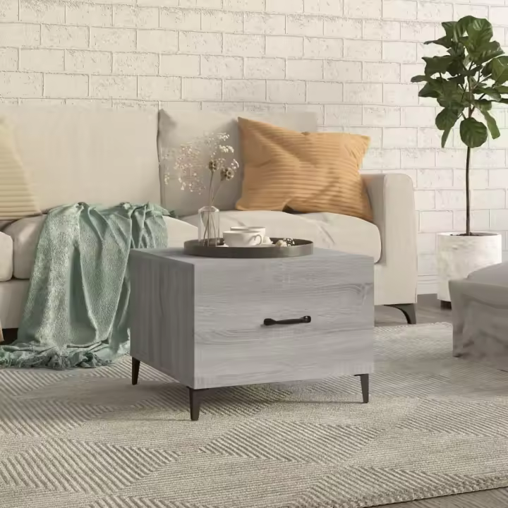 vidaXL Mesa de centro con patas de metal gris sonoma 50x50x40 cm - 1
