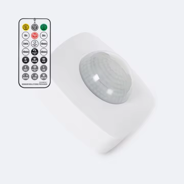 Ledkia Sensor de Movimiento de Alta Sensibilidad PIR 360º IP65 Con Mando   Blanco - 1