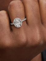 Pandora-Anillo Lamativo with Halo Brillante Valovalado-Plata de Leyes - details 0