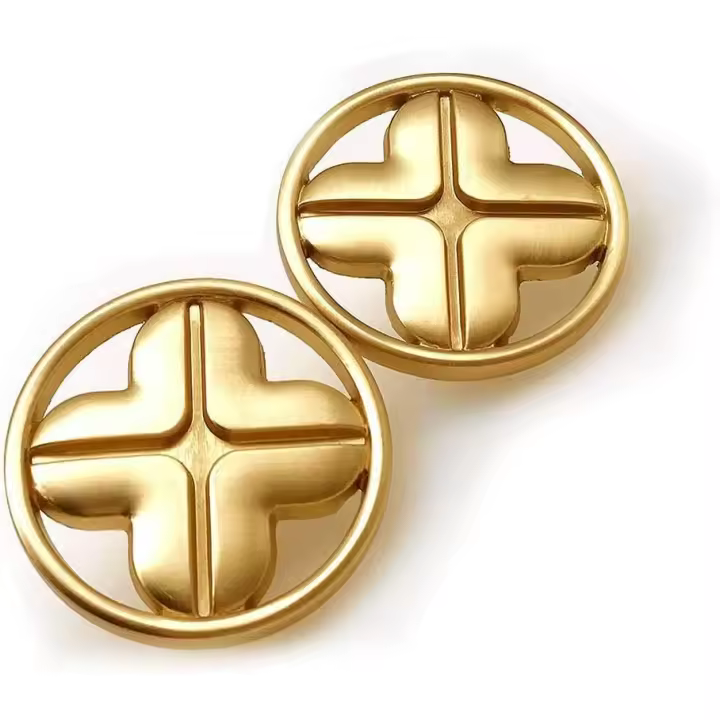 Set of 6 Gold Copper Drawer Knobs with Elegant Flowers - 1