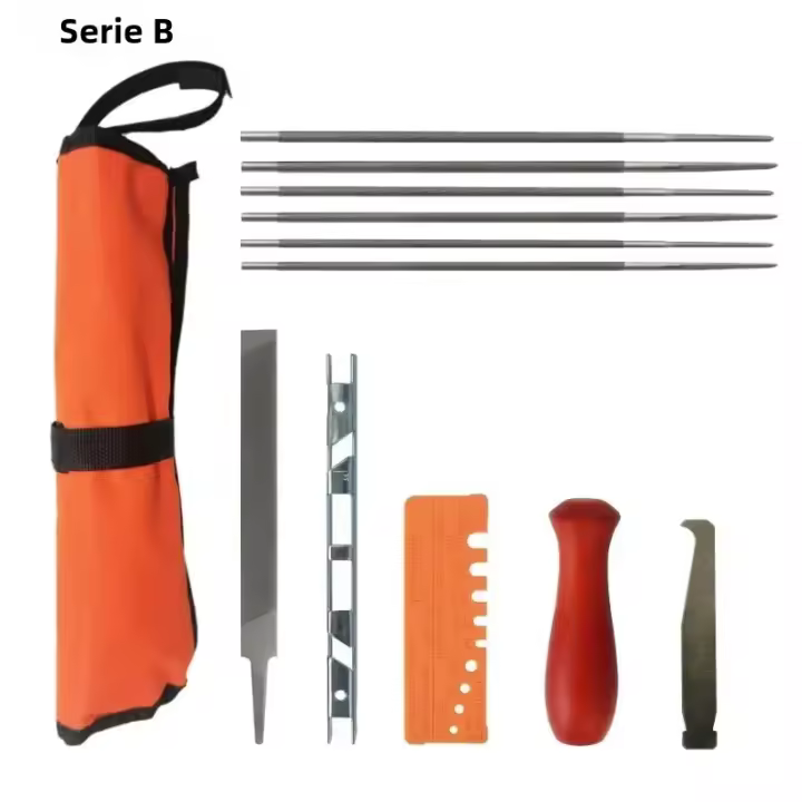 Kit De Afilado Para Motosierra Profesional 13 Piezas Con Mango De Madera Dura Herramienta De Afilado De Cadena Guía De Barra De Afilado Juego De Afilado De Motosierra - 1