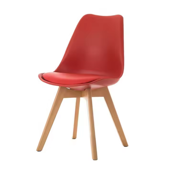 ORION91 Silla SIRIO Color Rojo Asiento Acolchado Piel Sintética y Patas Haya 54x81x48cm Comedor Oficina Salón Teletrabajo Cocina - SpazioLuzio - 1