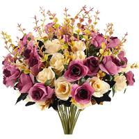 Rosa Artificial 34cm Flores Falsas Para Decoración De Hogar Fiesta Boda DIY Adornos De Vaso Accesorios De Decoración De Habitaciones - details 2