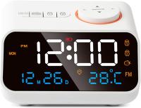 Alarm Clock Radio for Bedrooms Clock Radio with AM/FM Dual Alarm with Voice Control Temperature and Humidity Conversion USB Charger Sleep Timer Digital Clock Radio - details 0