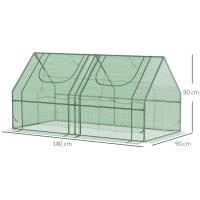 Outsunny Invernadero Pequeño Invernadero de Exterior con Cubierta Doble Ventanas y Marco de Acero Invernadero para Cultivar Tomates Plantas Flores 180x90x90 cm Verde - details 2